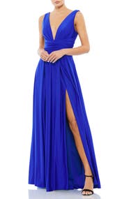Mac Duggal Jersey Plunge Neck Evening Gown