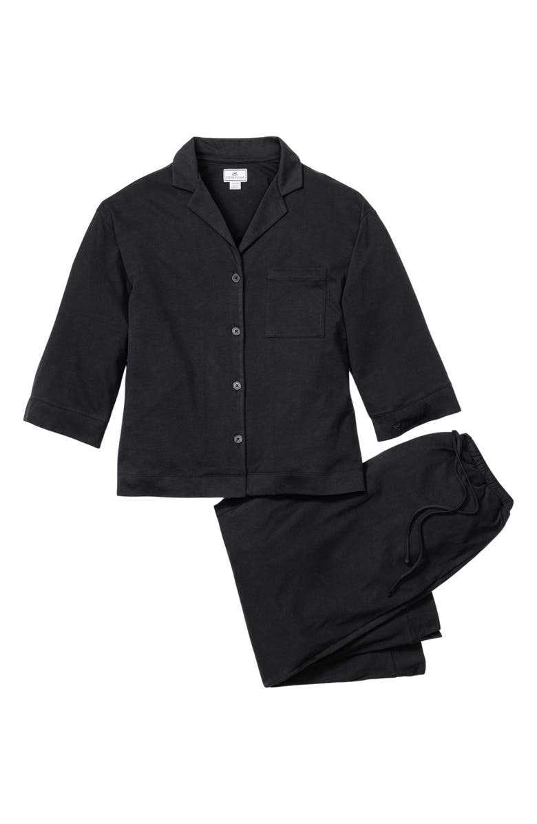 Petite Plume Olivia Wide Leg Pima Cotton Pajamas, Alternate, color, Black