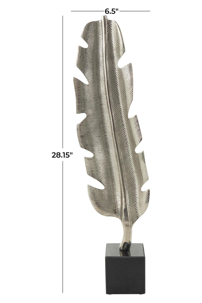 Textured Silver Feather Statue, Alternate, color, SILVER