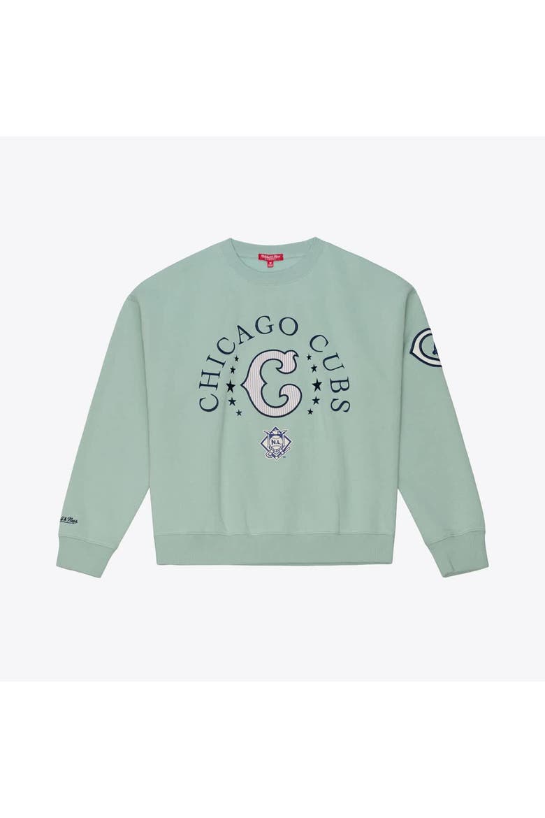 Women's Mitchell & Ness  Green Chicago Cubs Yacht Rock Sweatshirt, Alternate, color, Green