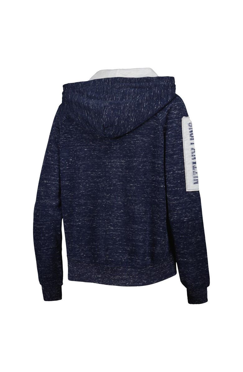 COLOSSEUM Women's Colosseum Navy Penn State Nittany Lions The Devil Speckle Lace-Placket Raglan Pullover Hoodie, Alternate, color, 