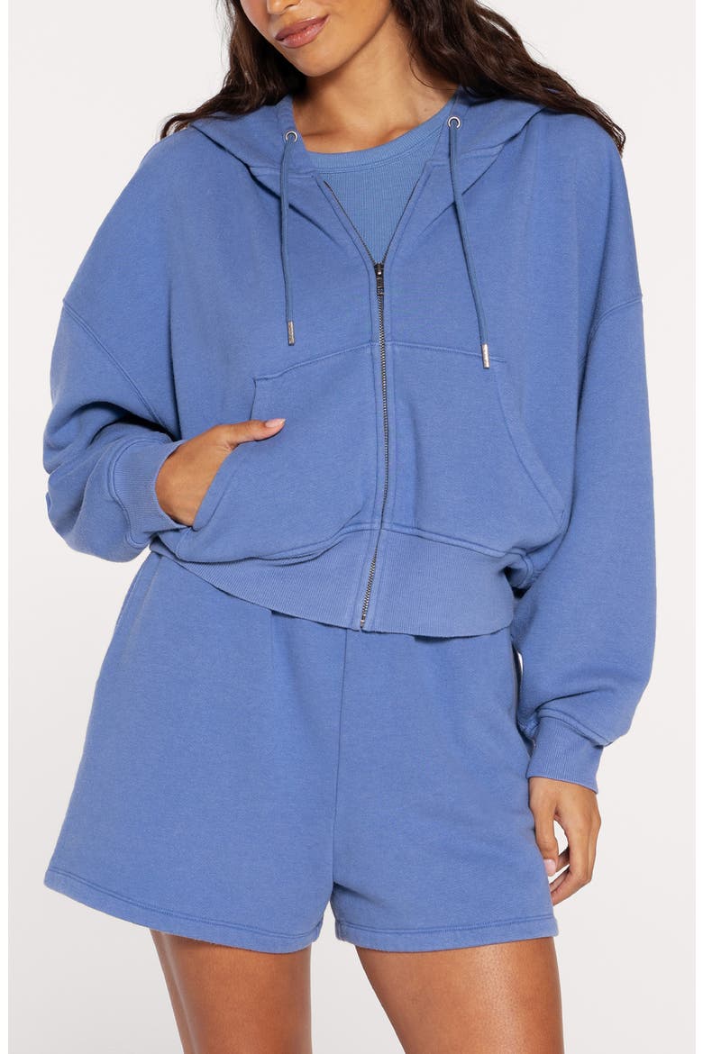 Front Zip Crop Hoodie, Main, color, DUTCH BLUE