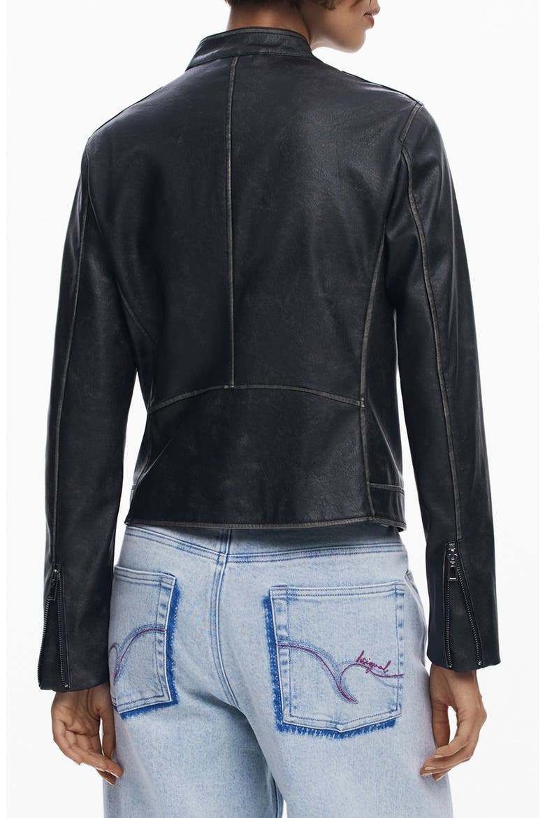 Faux Leather Moto Jacket, Alternate, color, BLACK