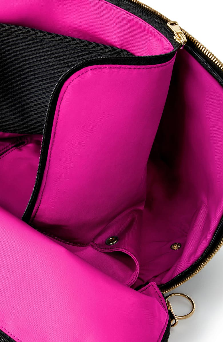 KUSSHI Signature Leather Makeup Bag, Alternate, color, Black Leather/ Pink