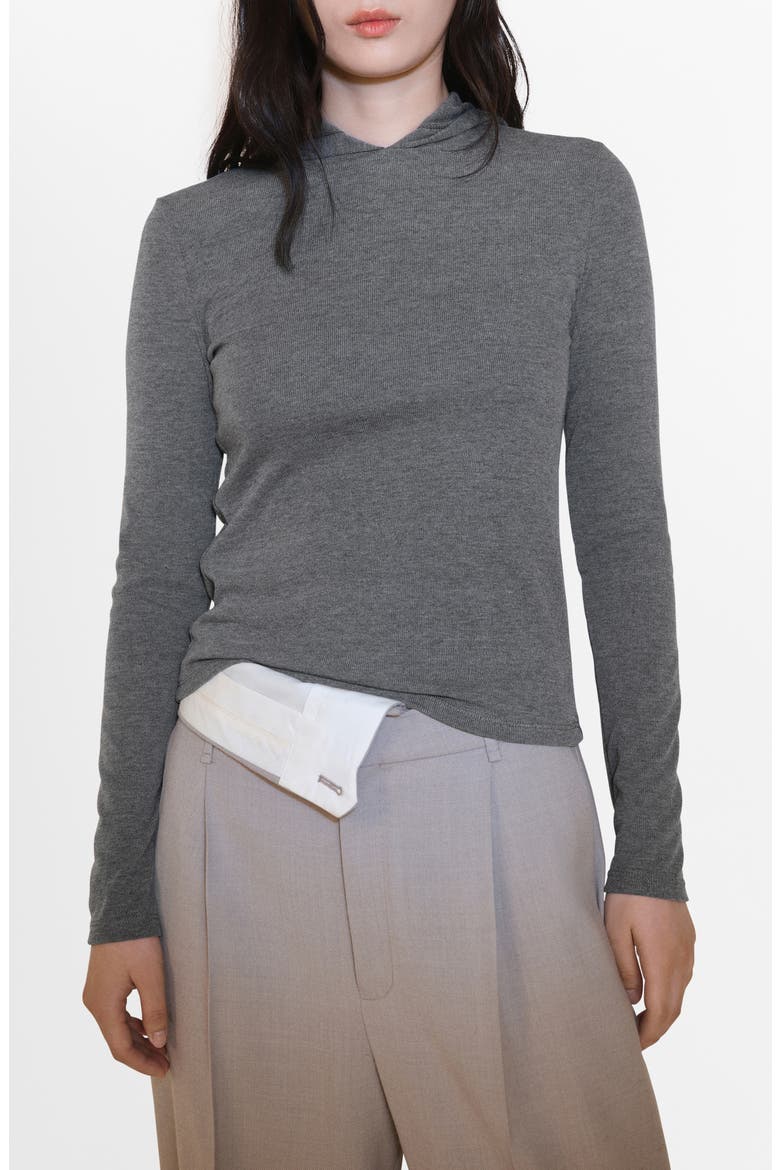 Long Sleeve Hooded T-Shirt, Main, color, GREY