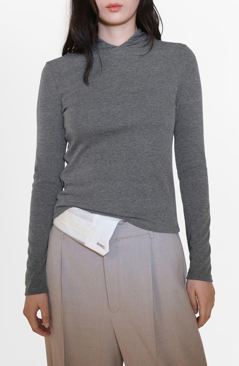 MANGO Long Sleeve Hooded T-Shirt, Main, color, 