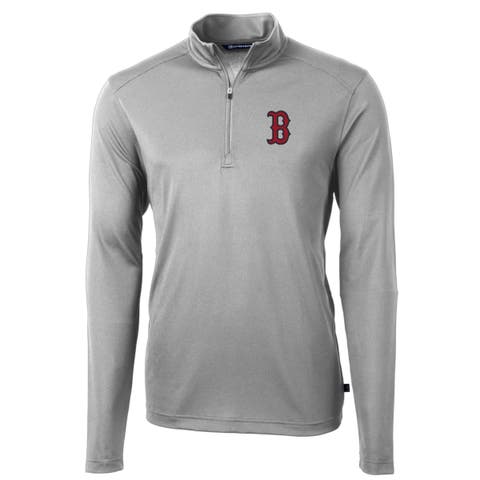 Men's Cutter & Buck Gray Boston Red Sox Big & Tall Virtue Eco Pique Quarter-Zip Pullover Jacket