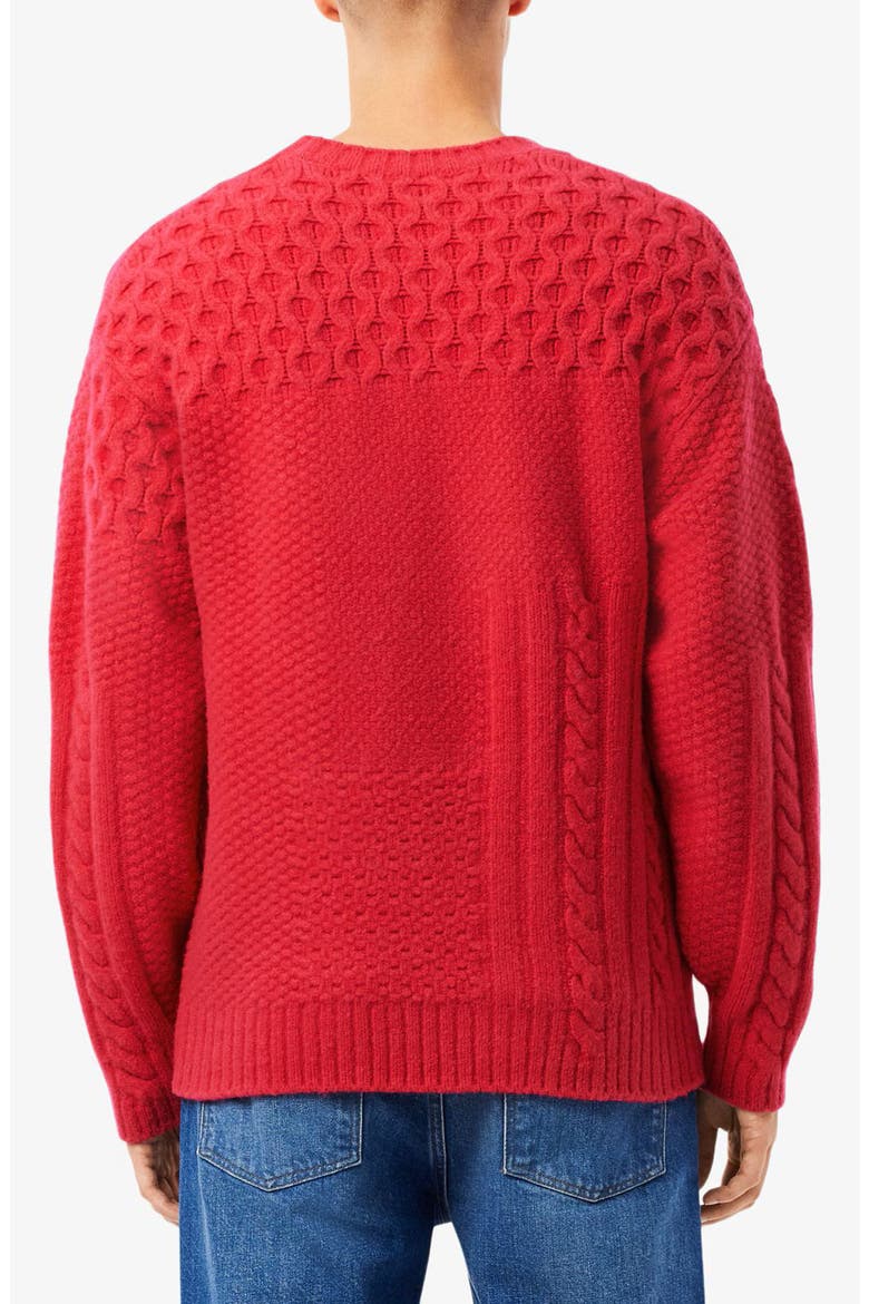 Mixed Texture Wool Blend Crewneck Sweater, Alternate, color, BIGARREAU CHERRY