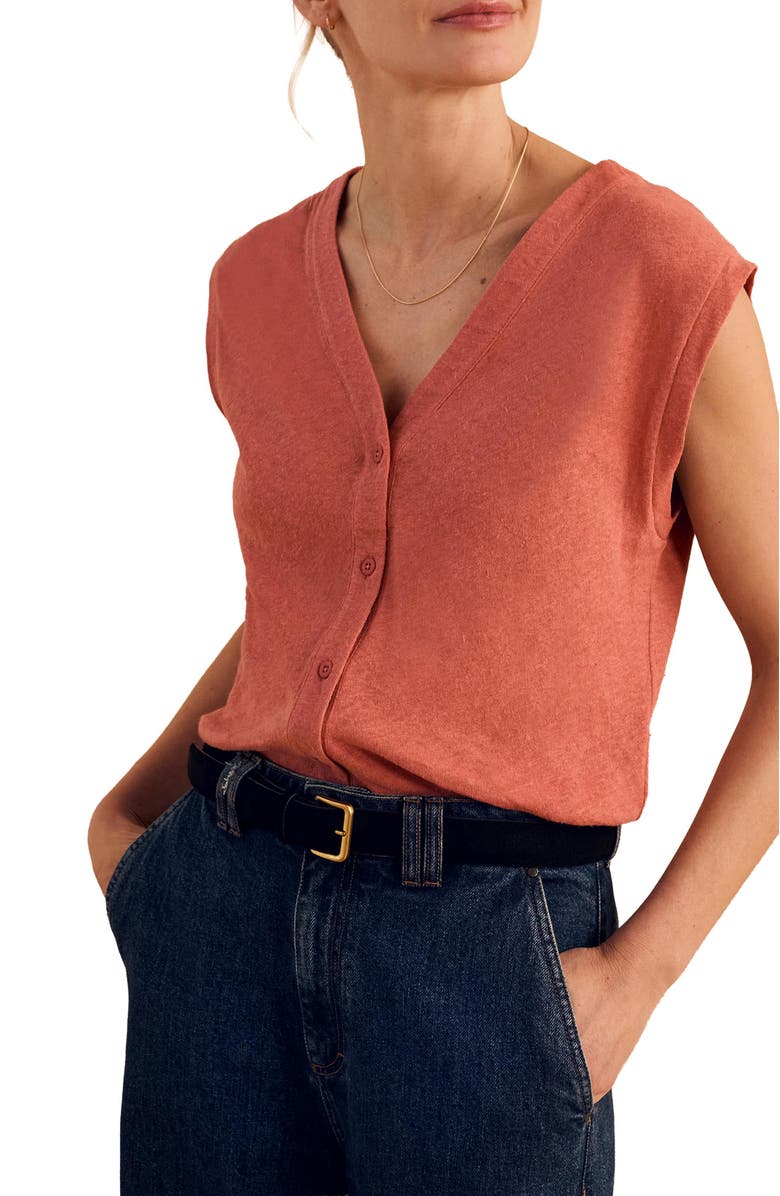 Celtic & Co. Button Through Top, Alternate, color, Redwood