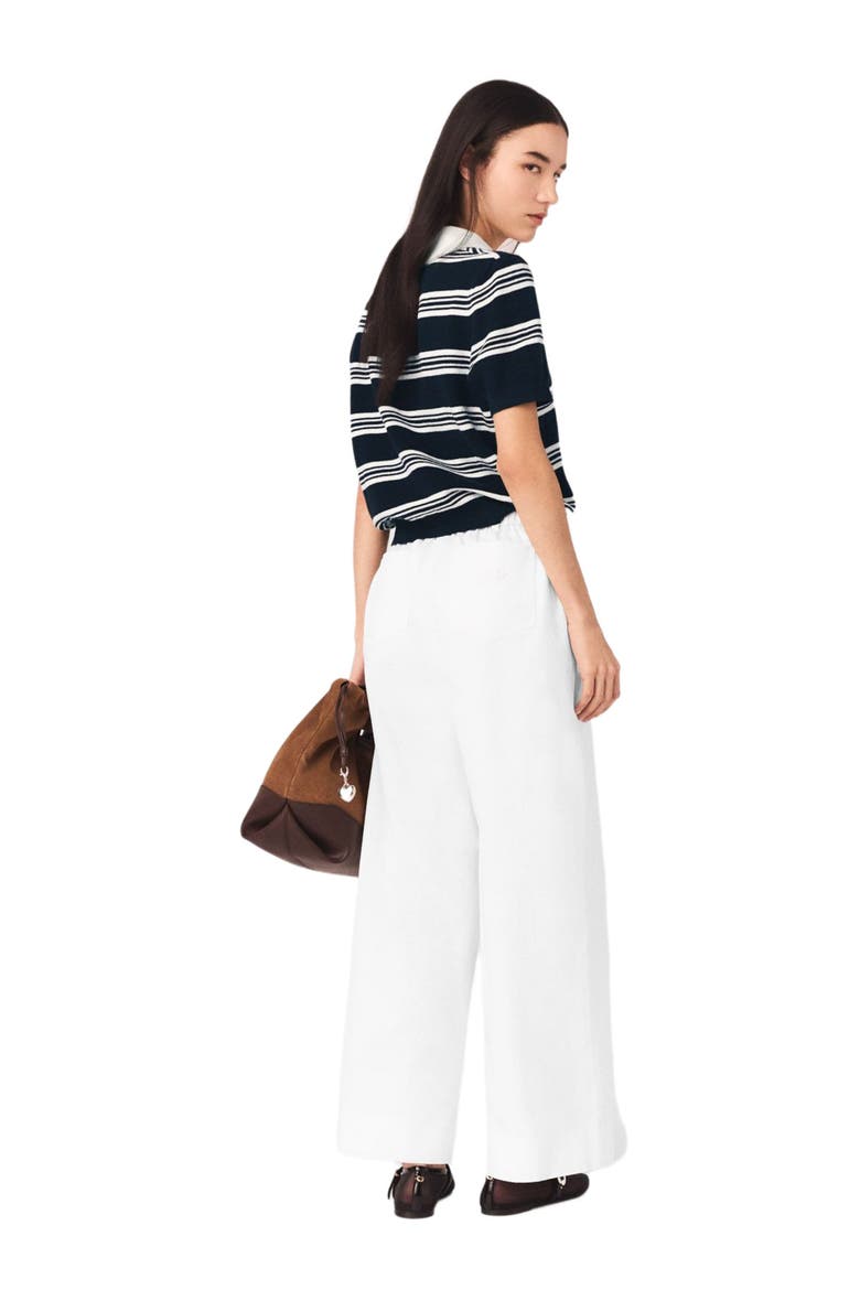 Wide-leg cotton trousers, Alternate, color, White