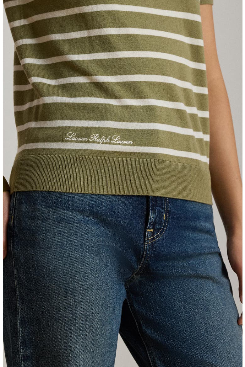 Short Sleeve Cotton Blend Sweater, Alternate, color, MASCARPONE CREAM/ LIGHT AGAVE