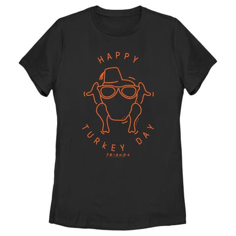 Women's Friends Happy Turkey Day Icon  Graphic T-Shirt