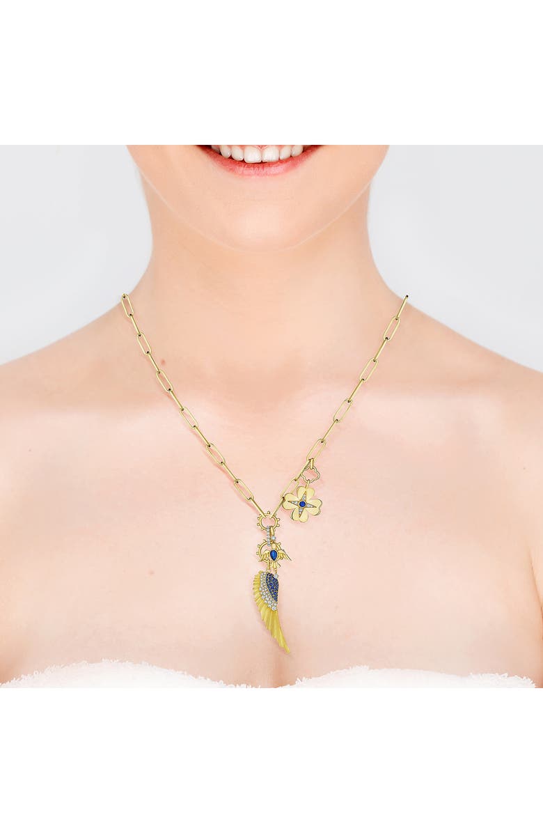 Hueb Penka Diamond & Sapphire Multicharm Necklace, Alternate, color, Yellow Gold