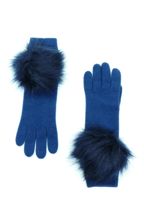 Cashmere gloves with pom