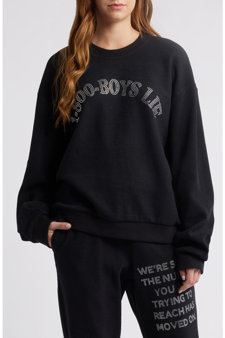 1-800 Kara Cotton Graphic Sweatshirt, Main, color, BLACK