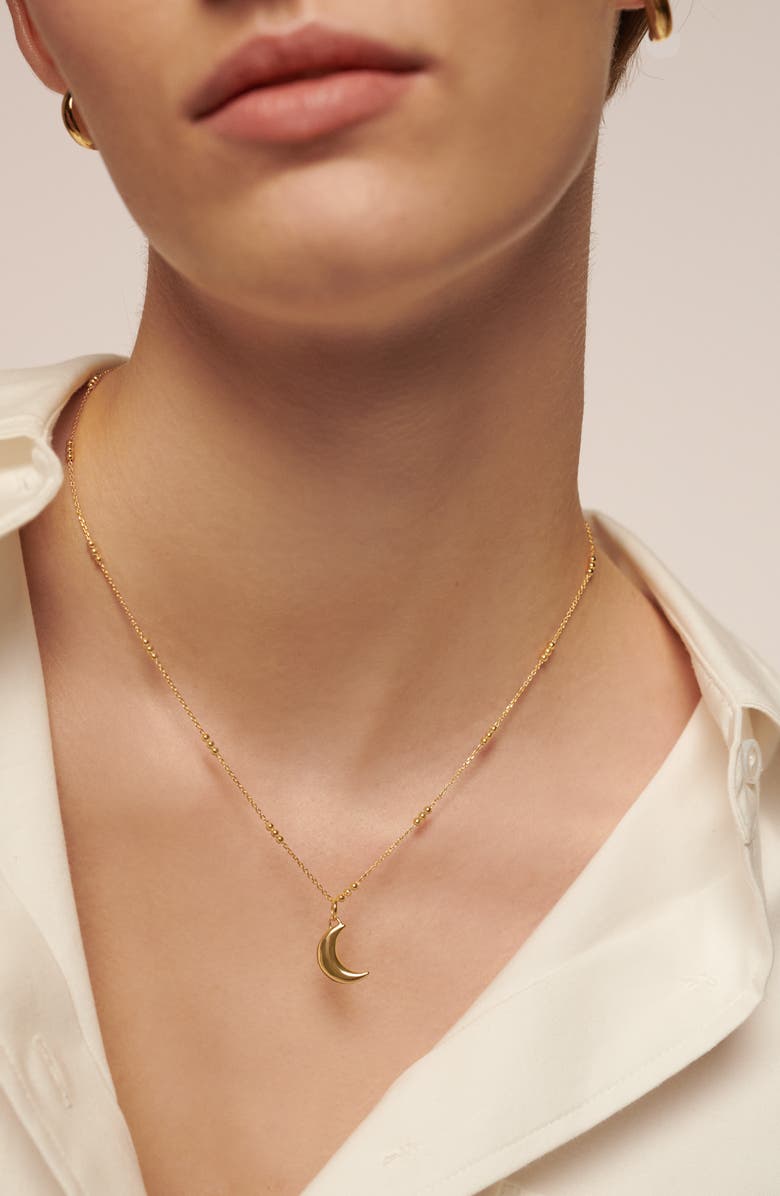 Monica Vinader Crescent Moon Pendant Necklace, Alternate, color, 18Ct Gold Vermeil