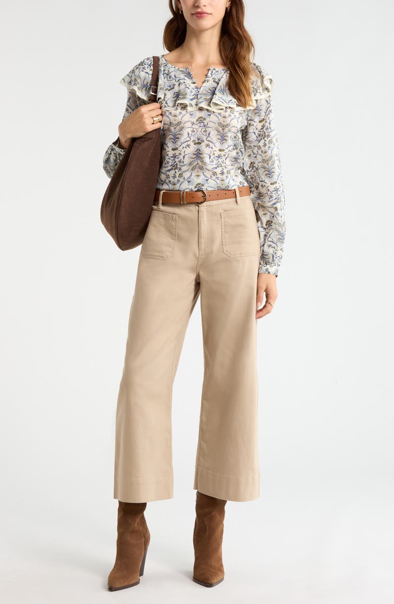 Treasure & Bond Patch Pocket Crop Wide Leg Pants, Alternate, color, Beige Humus