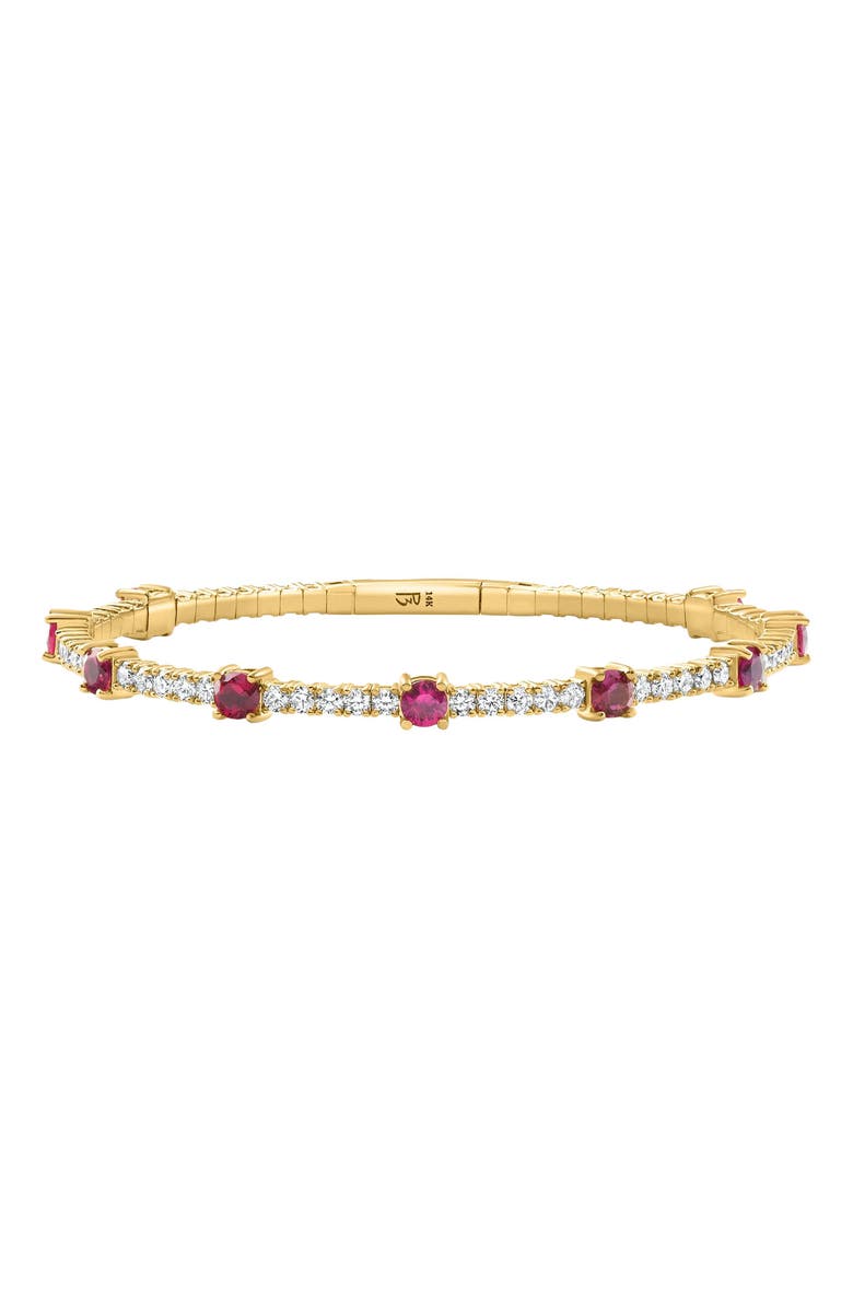 Bliss Diamond 5Ct Ruby & Diamond Diamond Tennis Flexible Bangle Bracelet Gold Lab Grown, Alternate, color,