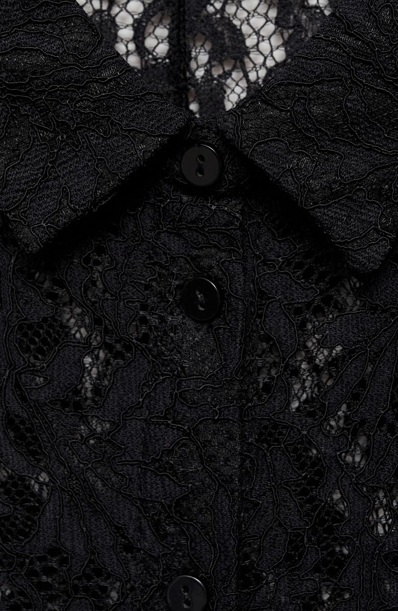 MANGO Sheer Lace Button-Up Shirt, Alternate, color, 