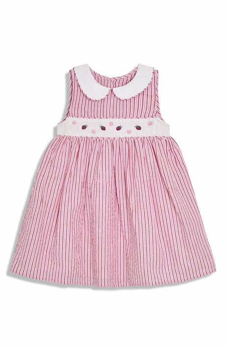 JOJO MAMAN BEBE Stripe Ladybug Embroidered Cotton Dress