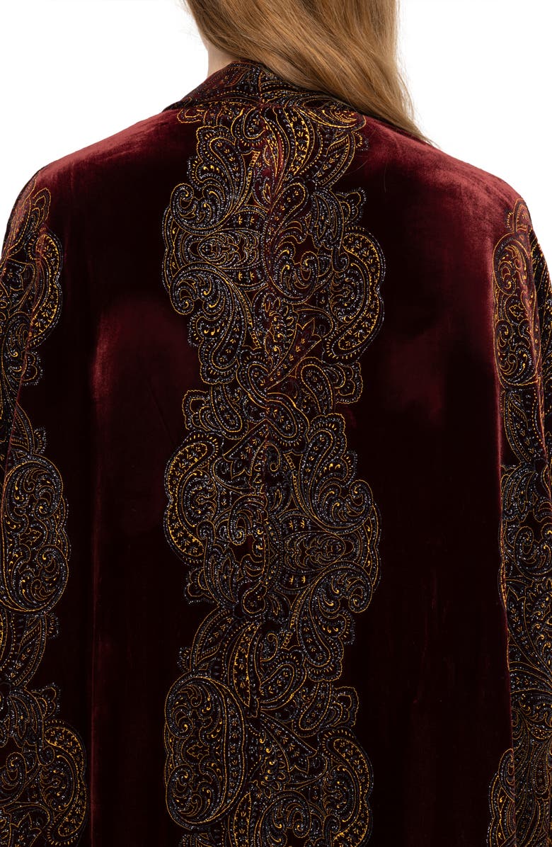 Zadig & Voltaire Sequin Paisley Velvet Jacket, Alternate, color, Burgundy
