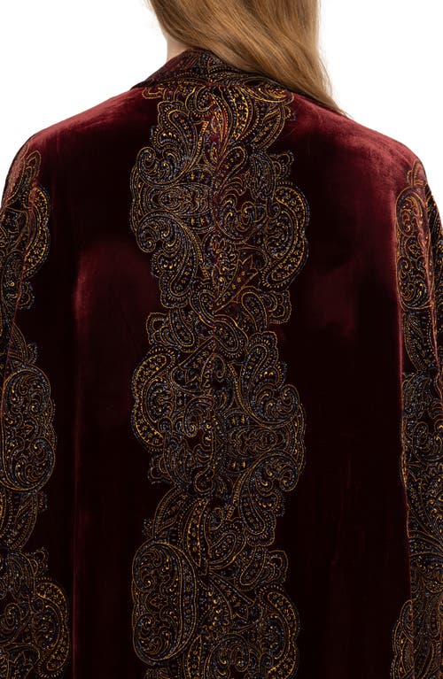 Zadig & Voltaire Sequin Paisley Velvet Jacket In Burgundy