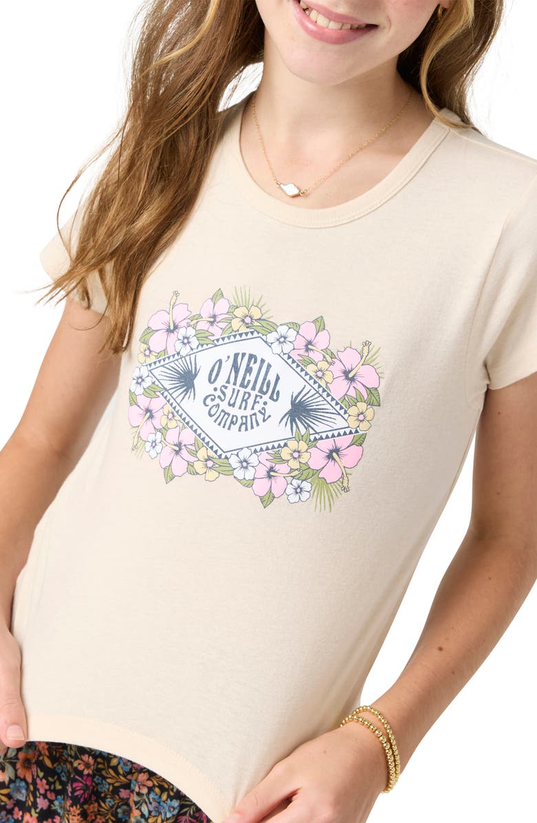 O'Neill Kids' Beachside Hibiscus Graphic T-Shirt, Alternate, color, 