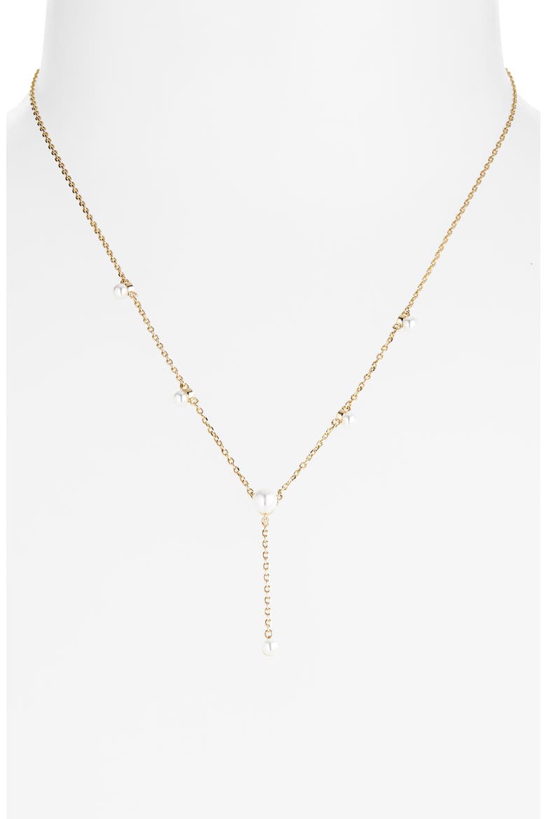 Faux Pearl Station Y-Necklace, Alternate, color, WHITE- GOLD