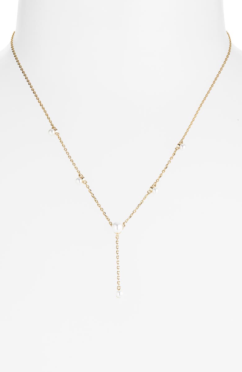 NORDSTROM RACK Faux Pearl Station Y-Necklace, Alternate, color, White- Gold