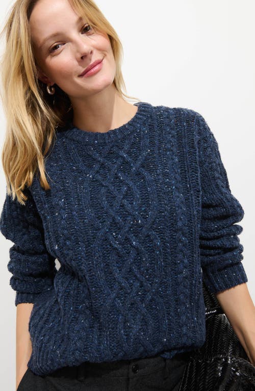 Alex Mill Madelyn Cable Knit Wool Blend Donegal Sweater In Blue
