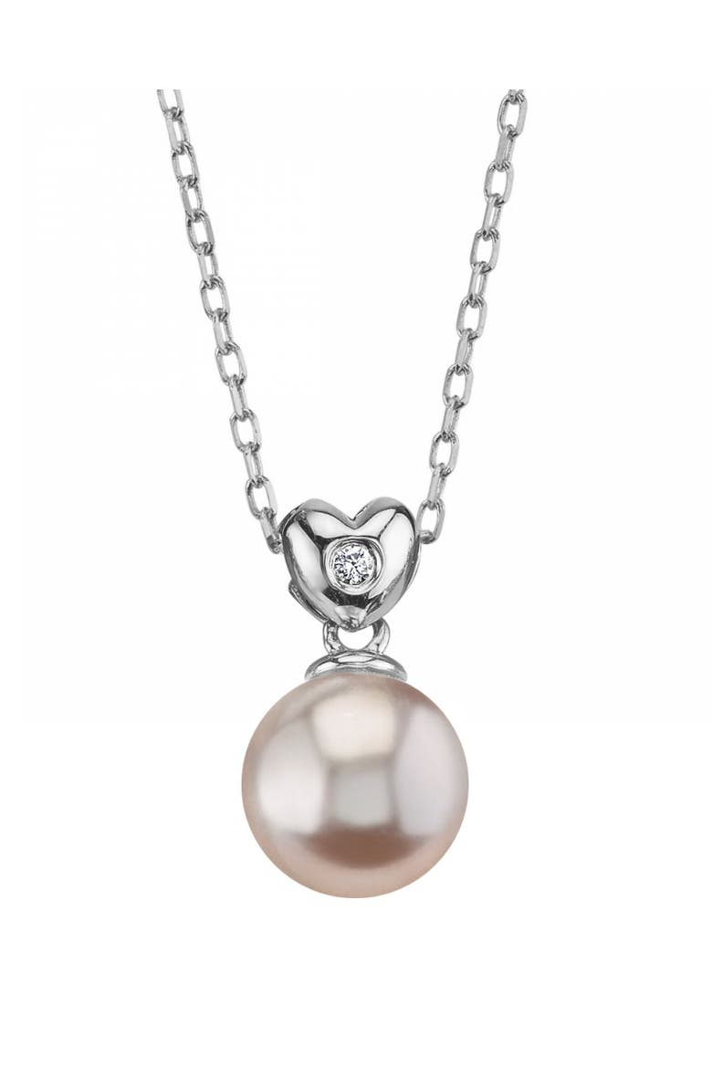 Pink Freshwater Pearl & Diamond Lev Pendant, Main, color, White Gold