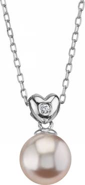 The Pearl Source Pink Freshwater Pearl & Diamond Lev Pendant