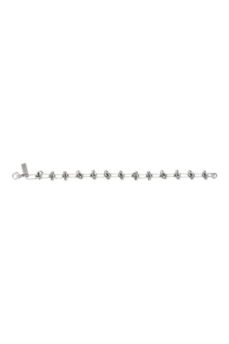 Men's Stainless Steel Knot Station Chain Bracelet, Alternate, color, SILVER
