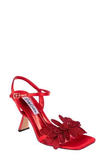 Lady Couture Lust Floral Ankle Strap Sandal In Red
