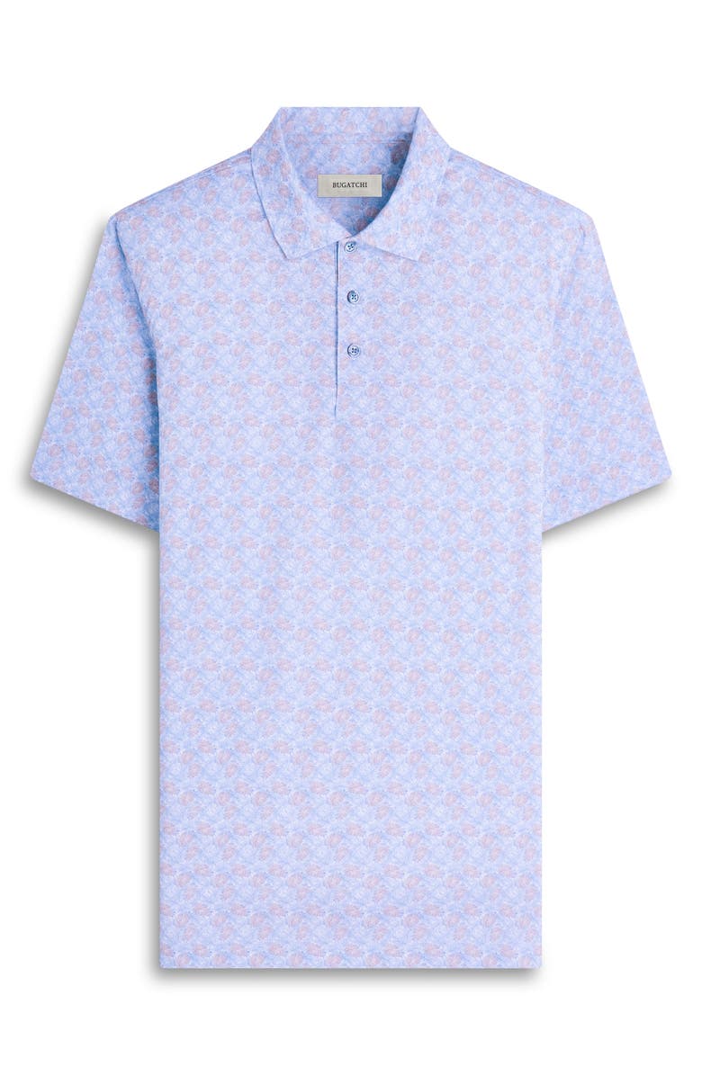 Bugatchi Victor OoohCotton<sup>®</sup> Leaf Print Polo, Alternate, color, Air Blue