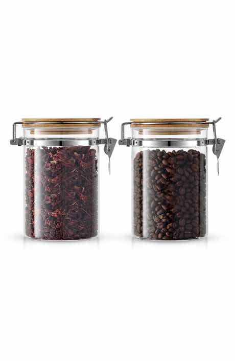 JoyJolt Set of 2 Glass Storage Jars with Airtight Bamboo Clamp Lids