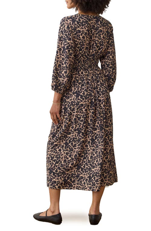 Marine Layer Daphne Leopard Long Sleeve Maxi Dress In Multi