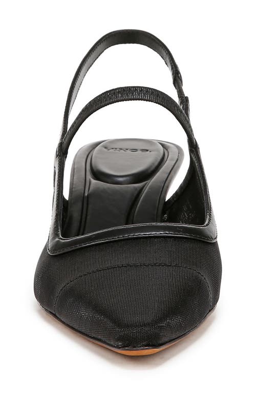 Vince Mesh Leather Kitten Slingback Pumps