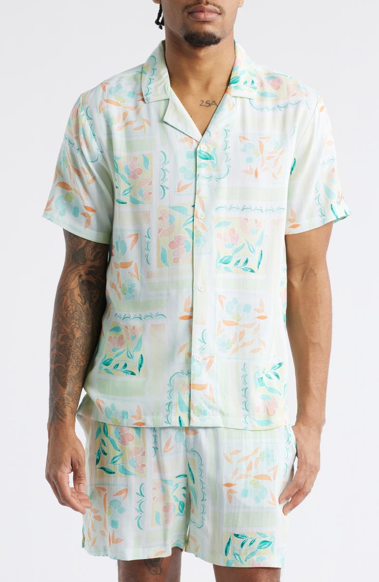 Native Youth Byron Print Camp Shirt, Main, color, Off White