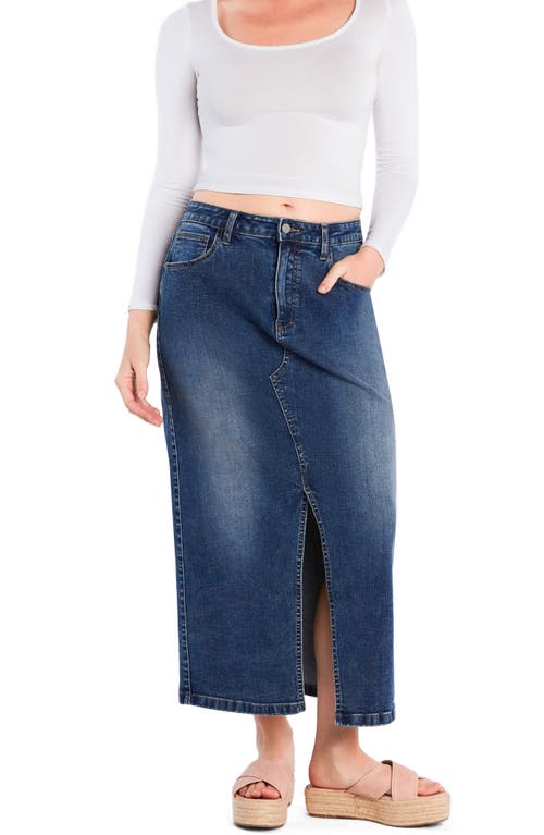 HINT OF BLU HINT OF BLU SPLIT HEM DENIM MIDI SKIRT 