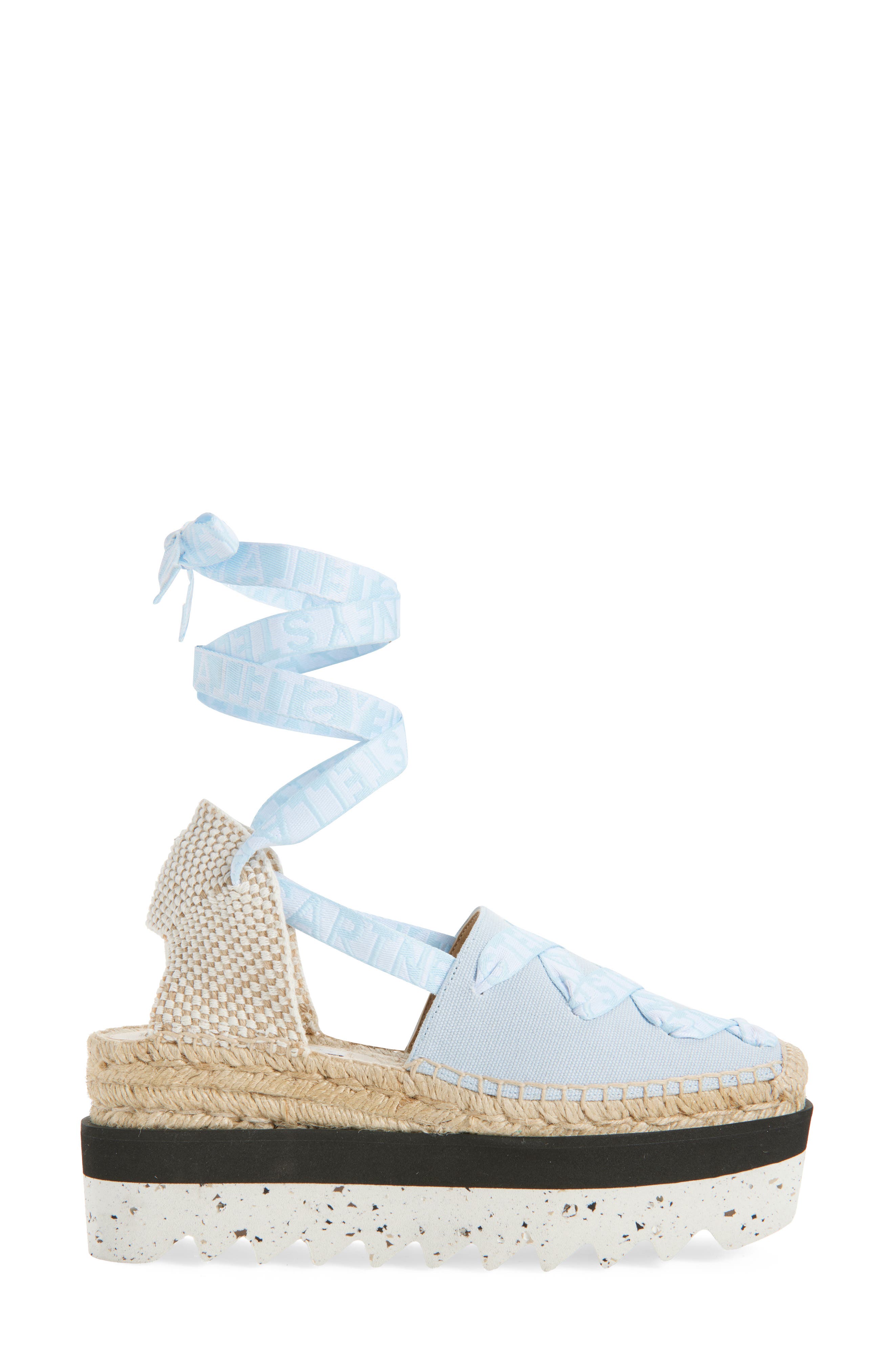 Stella McCartney Gaia Logo Strap Espadrille, Alternate, color, Powder Blue