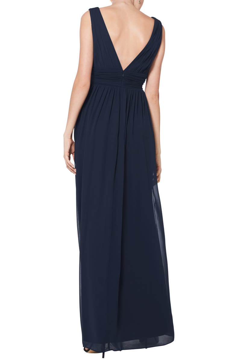 #Levkoff V-Neck Pleat Chiffon A-Line Gown, Alternate, color, 