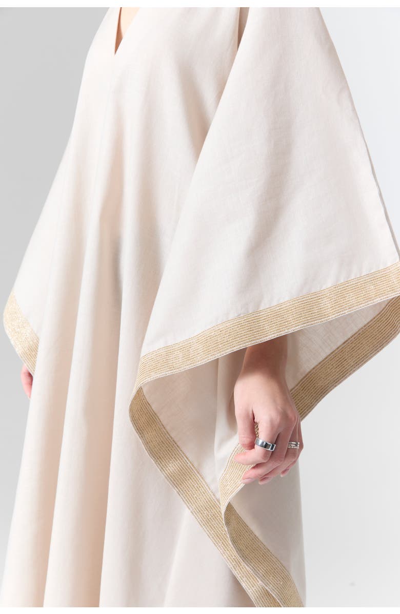 Le Fafo Luna Linen Kaftan Gown, Alternate, color, Beige