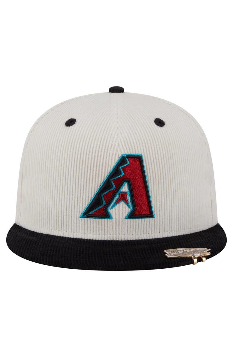 New Era Men's New Era Cream/Black Arizona Diamondbacks Two-Tone Corduroy 59FIFTY Fitted Hat, Alternate, color,