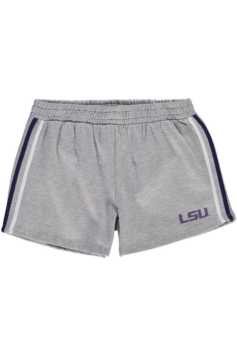 Women's Heathered Gray LSU Tigers Plus Size 2-Stripes Shorts, Main, color, Heather Gray