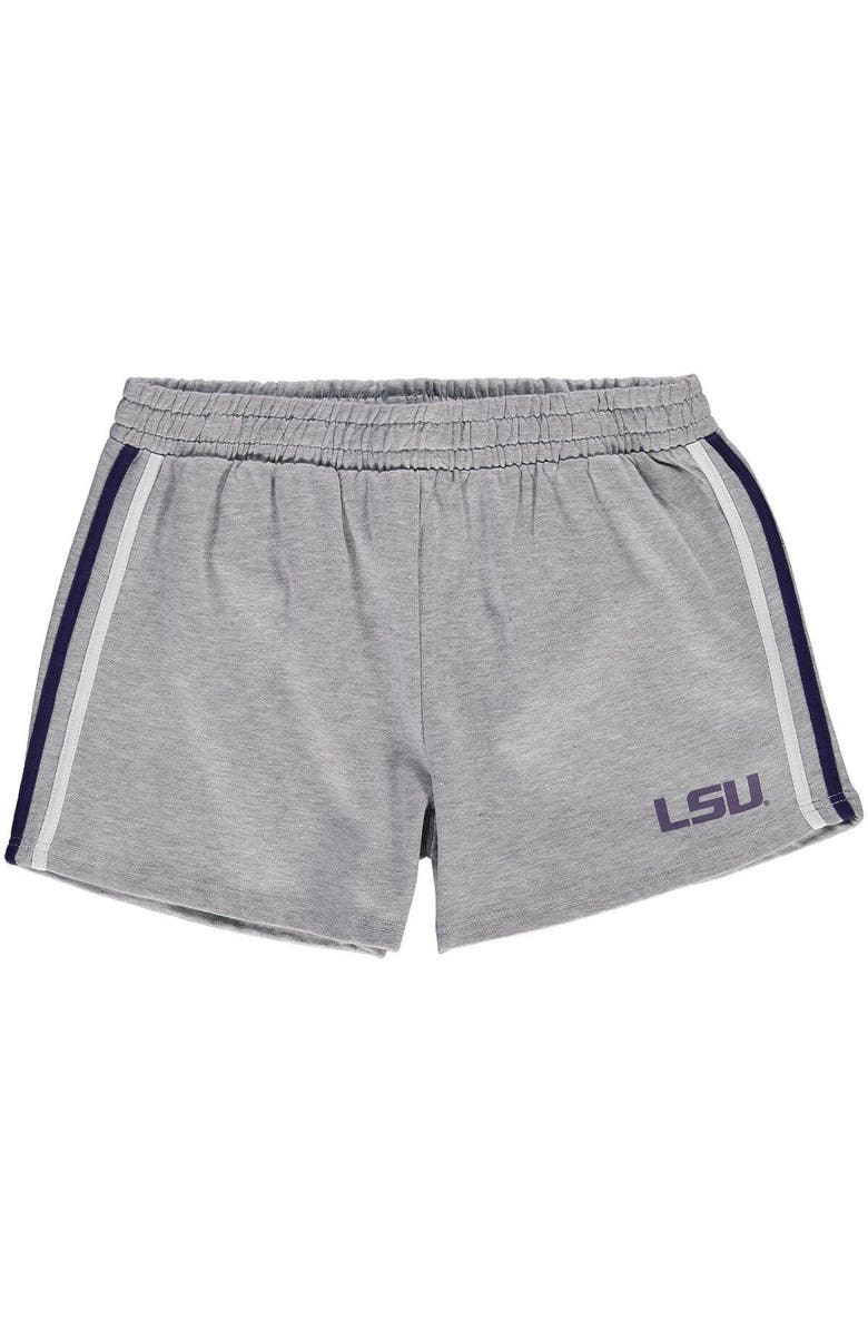 PROFILE Women's Heathered Gray LSU Tigers Plus Size 2-Stripes Shorts, Main, color, Heather Gray