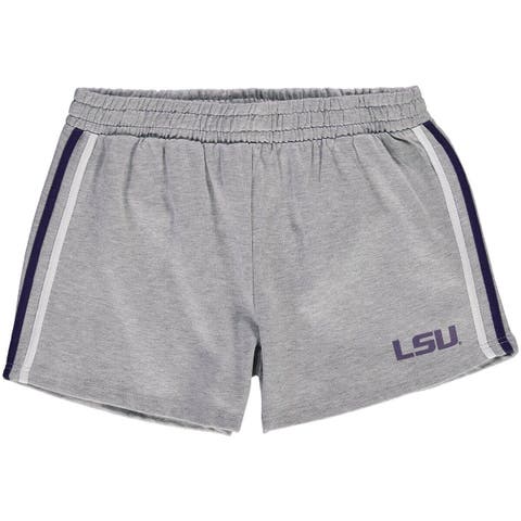 Women's Heathered Gray LSU Tigers Plus Size 2-Stripes Shorts