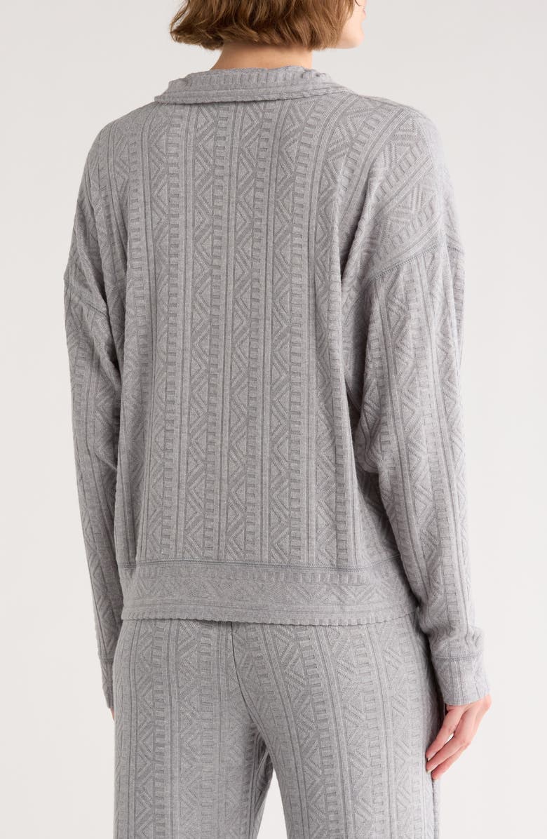 Splendid Textured Long Sleeve Sweater Polo, Alternate, color, Heather Grey Fog