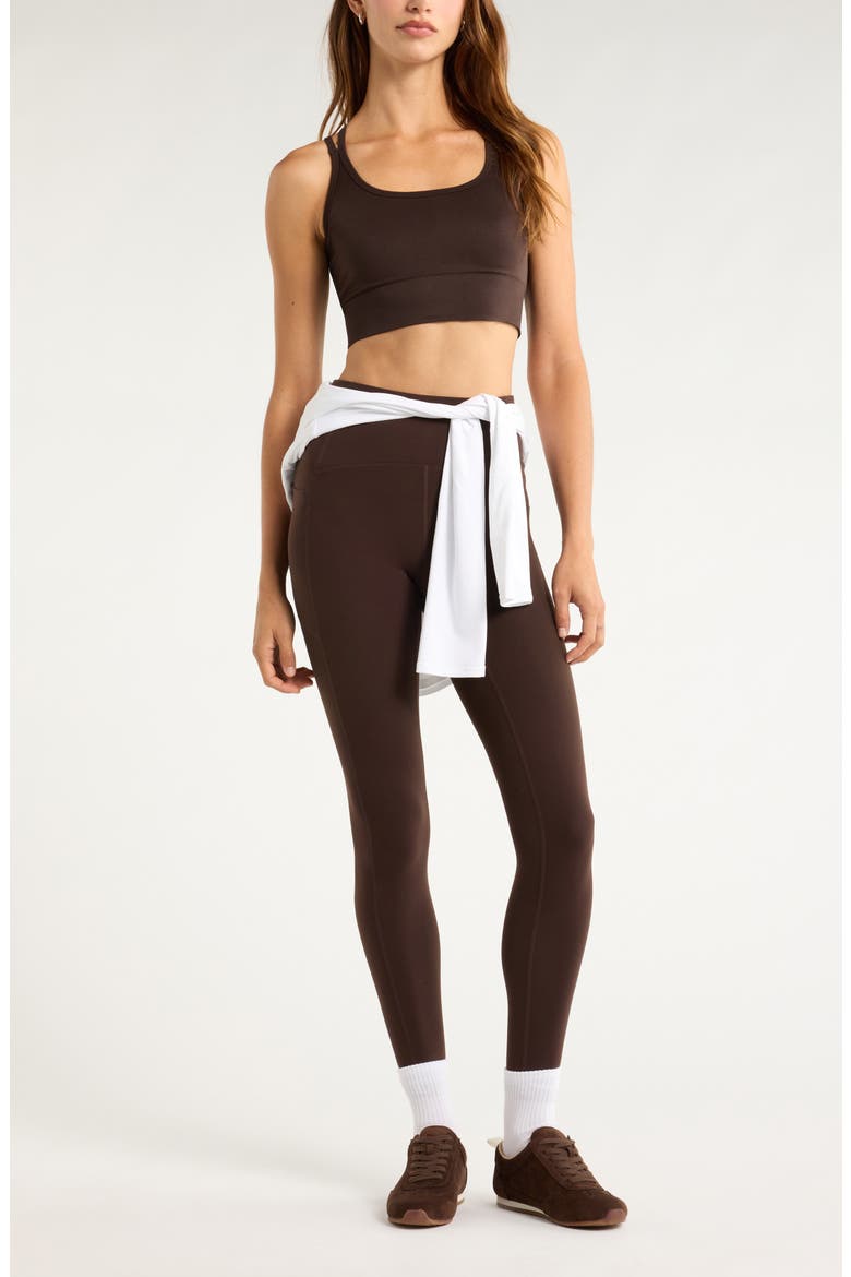 Seamless Strappy Sports Bra, Alternate, color, BROWN MOLE