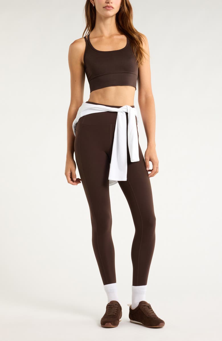 Zella Seamless Strappy Sports Bra, Alternate, color, Brown Mole